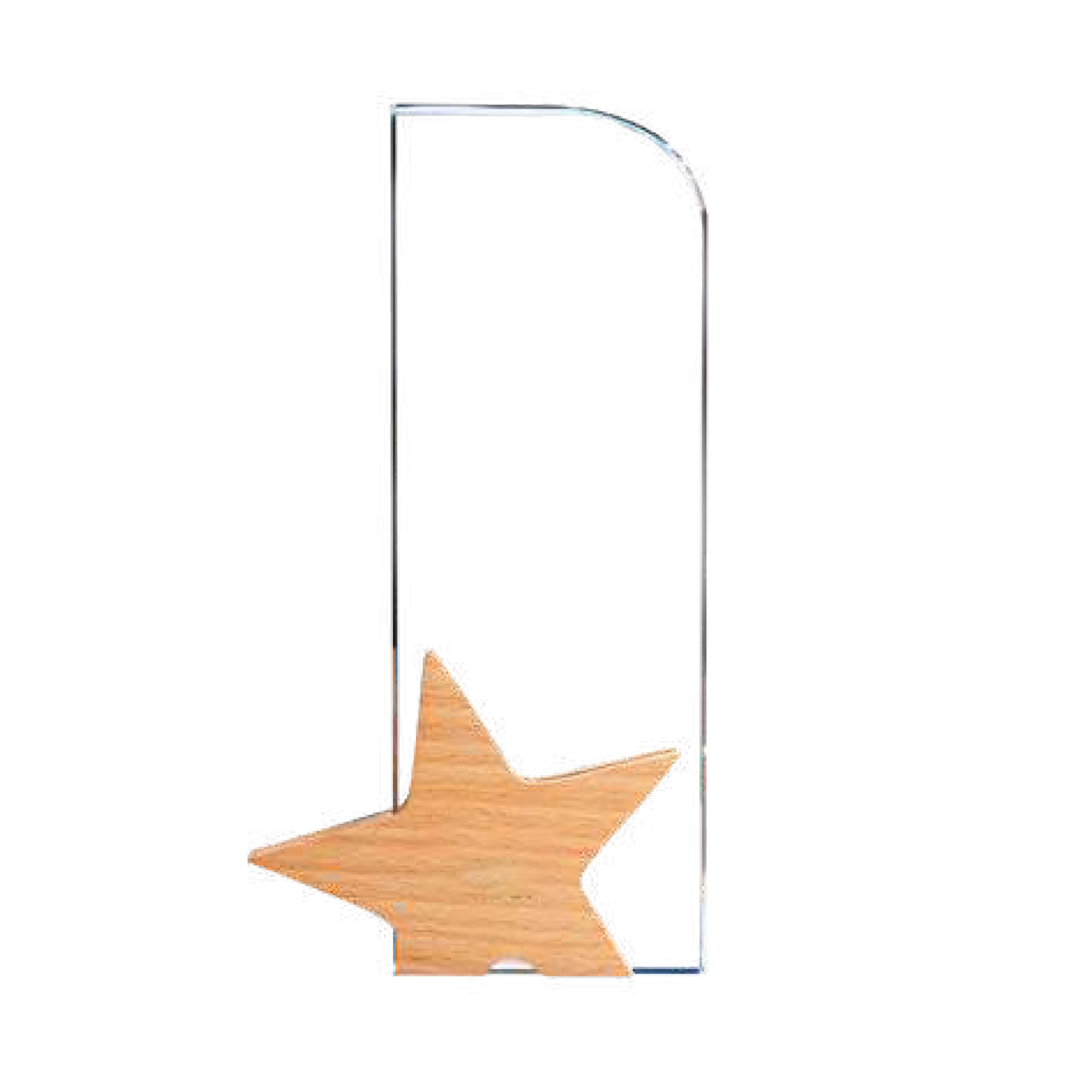 Crystal Award With Wooden Star Base